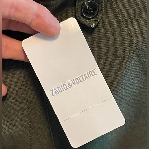 Zadig & Voltaire Pilote Canvas Cargo Jogger pant in olive green 34. NWT